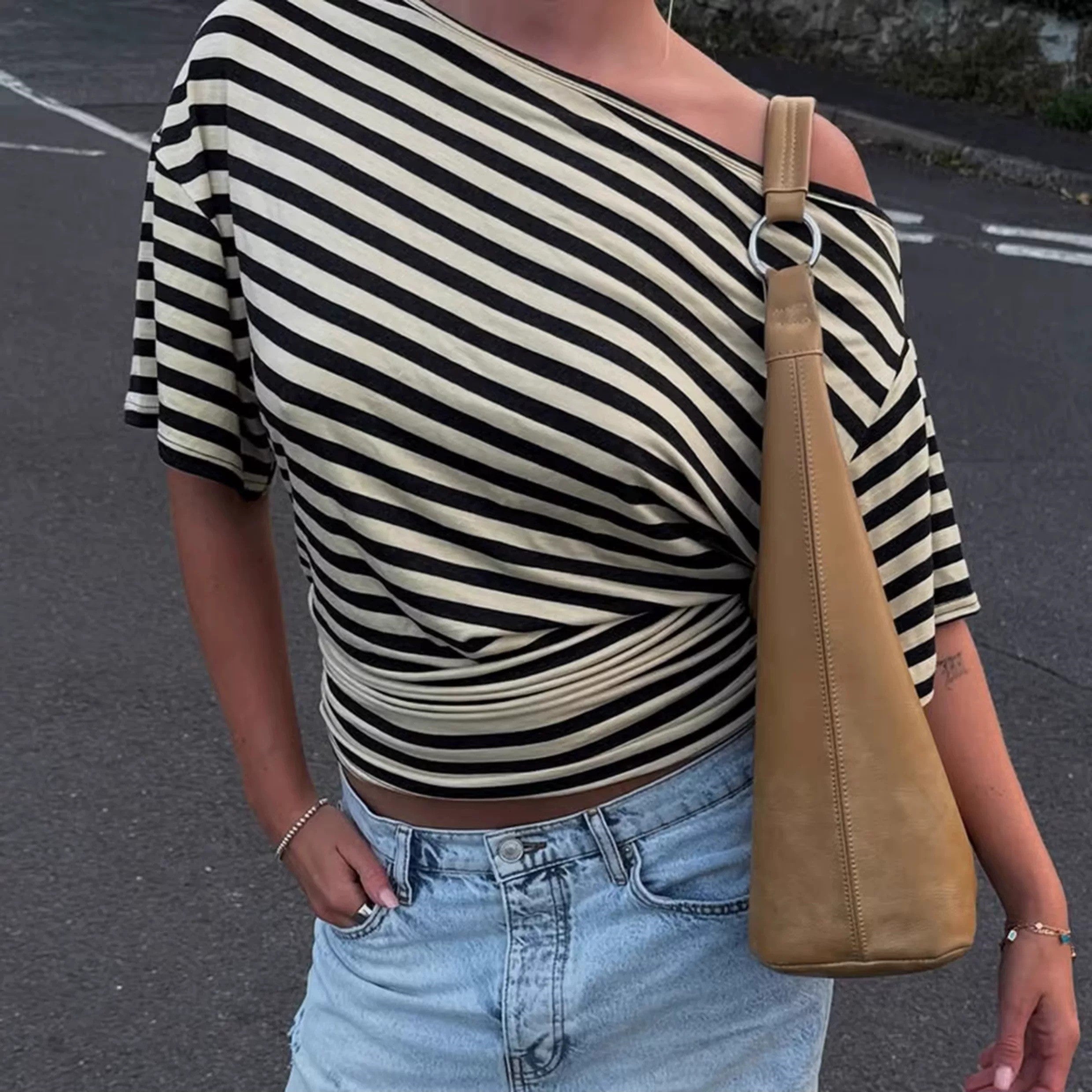 Pilar Striped Off-Shoulder Top