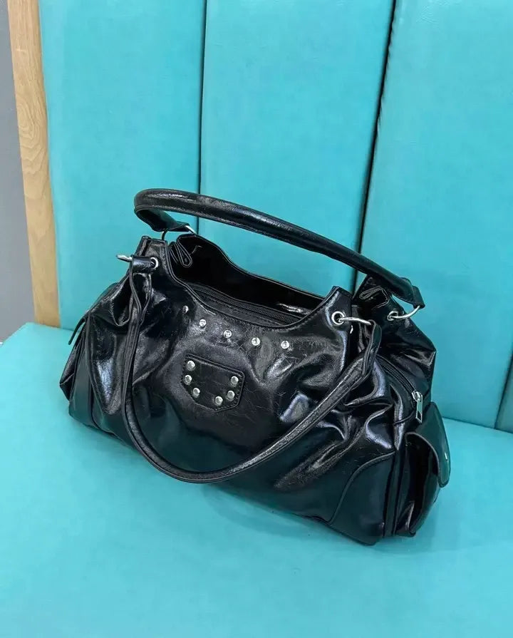Xenia Vintage Waxed Leather Motorcycle Tote Bag