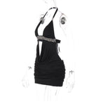 Léa Rhinestone Cut-Out Halter Mini Dress