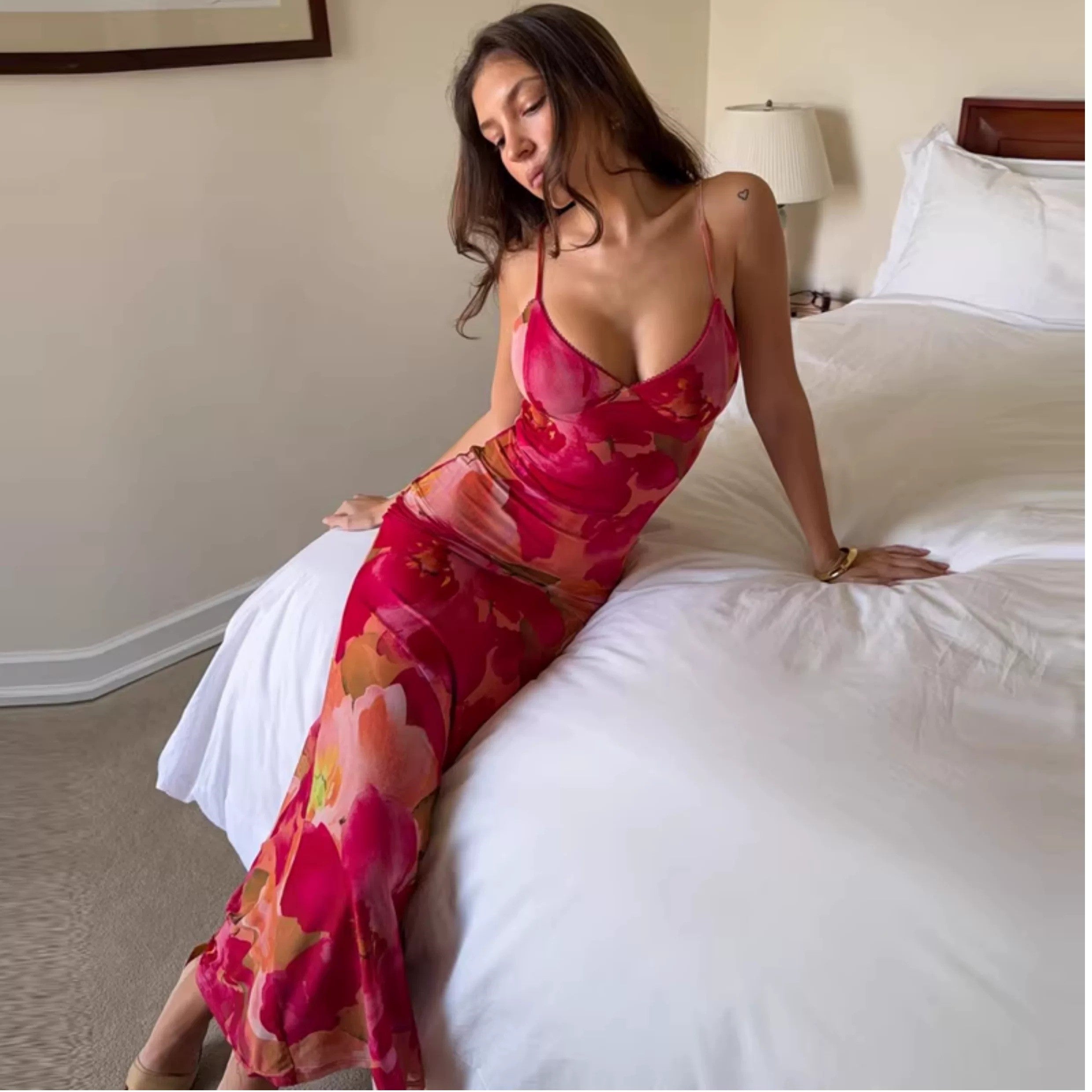 Elysia Floral Sheer Slip Maxi Dress