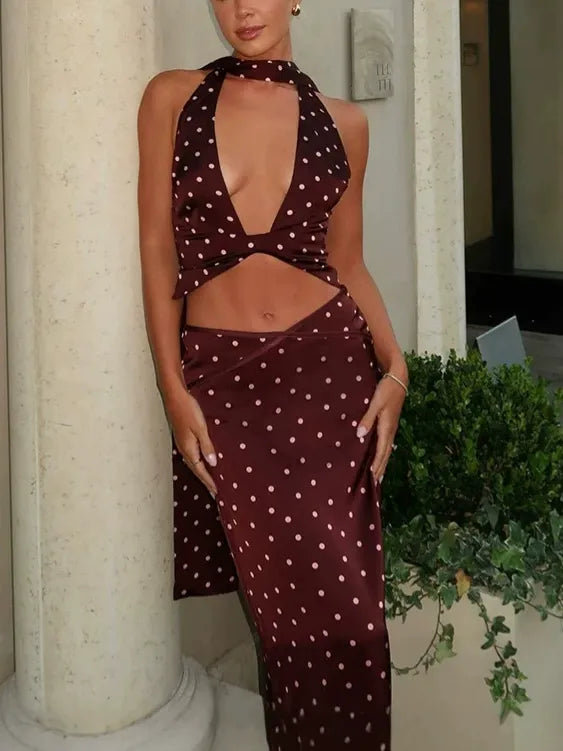 Zinaida Polka Halter Skirt Set