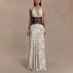 Nadege Polka Dot Lace Corset Maxi Dress