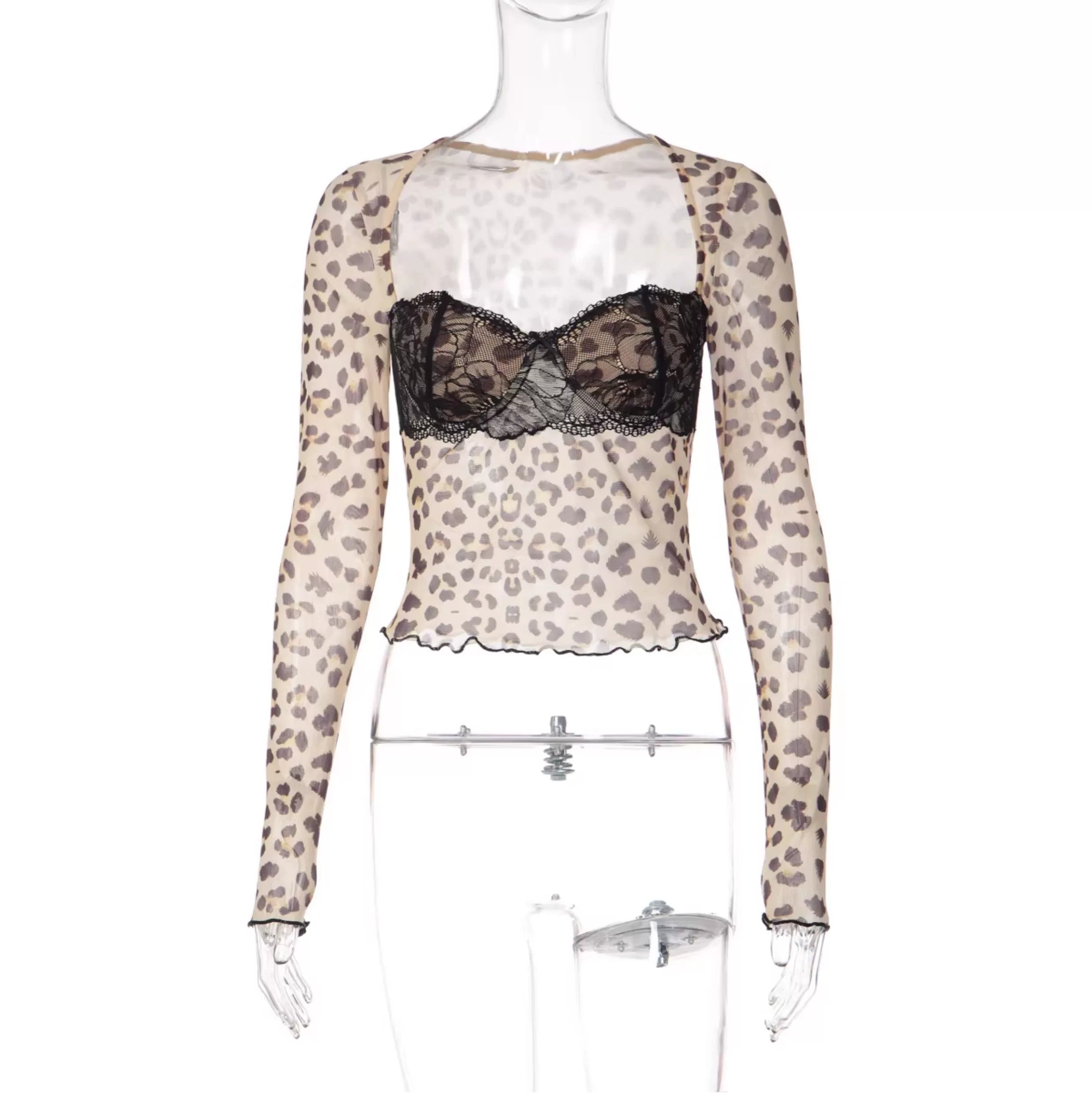 Sereia Leopard Mesh Lace Top