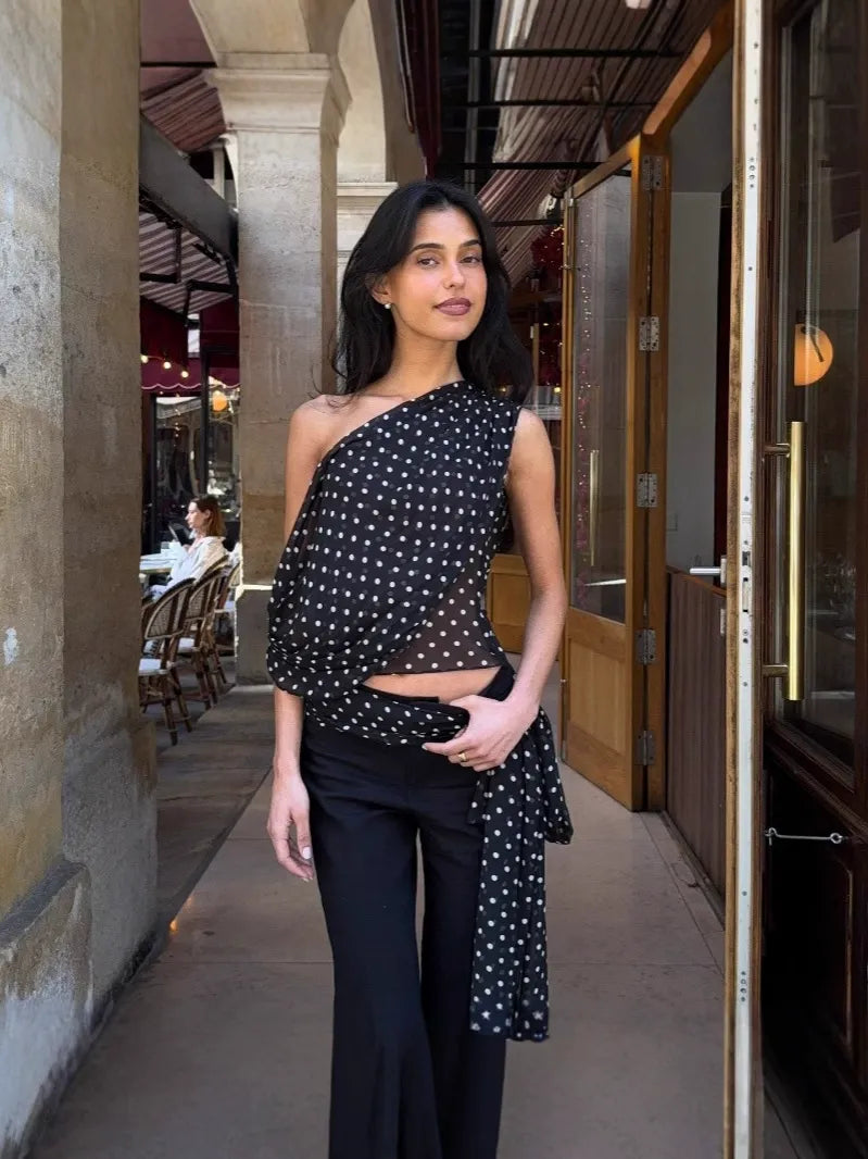 Polka Dot Mesh Top
