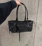 Elowen Vintage Black Leather Shoulder Bag