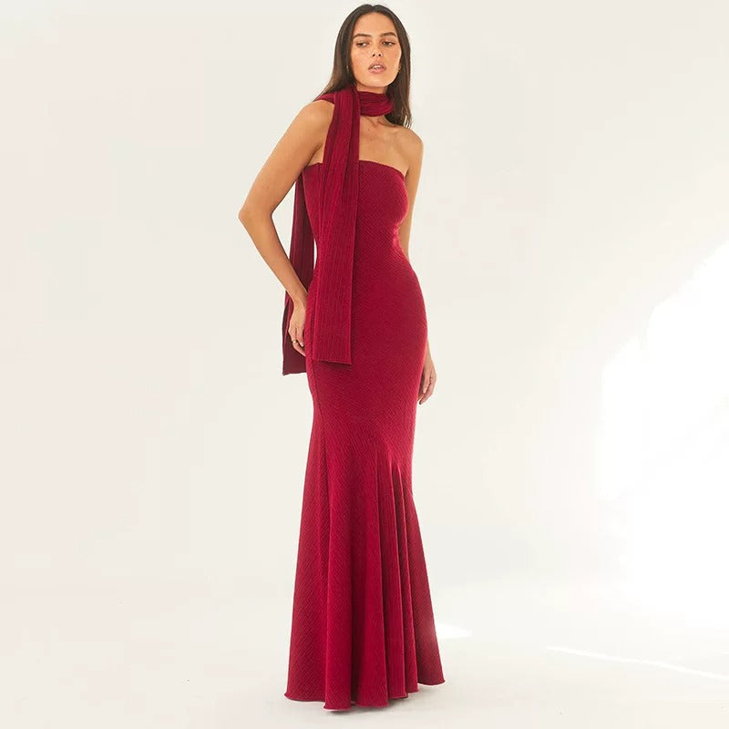 Parisa Sculpt Halter Maxi Dress