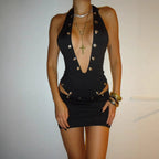 Galina Studded Halter Mini Skirt Set