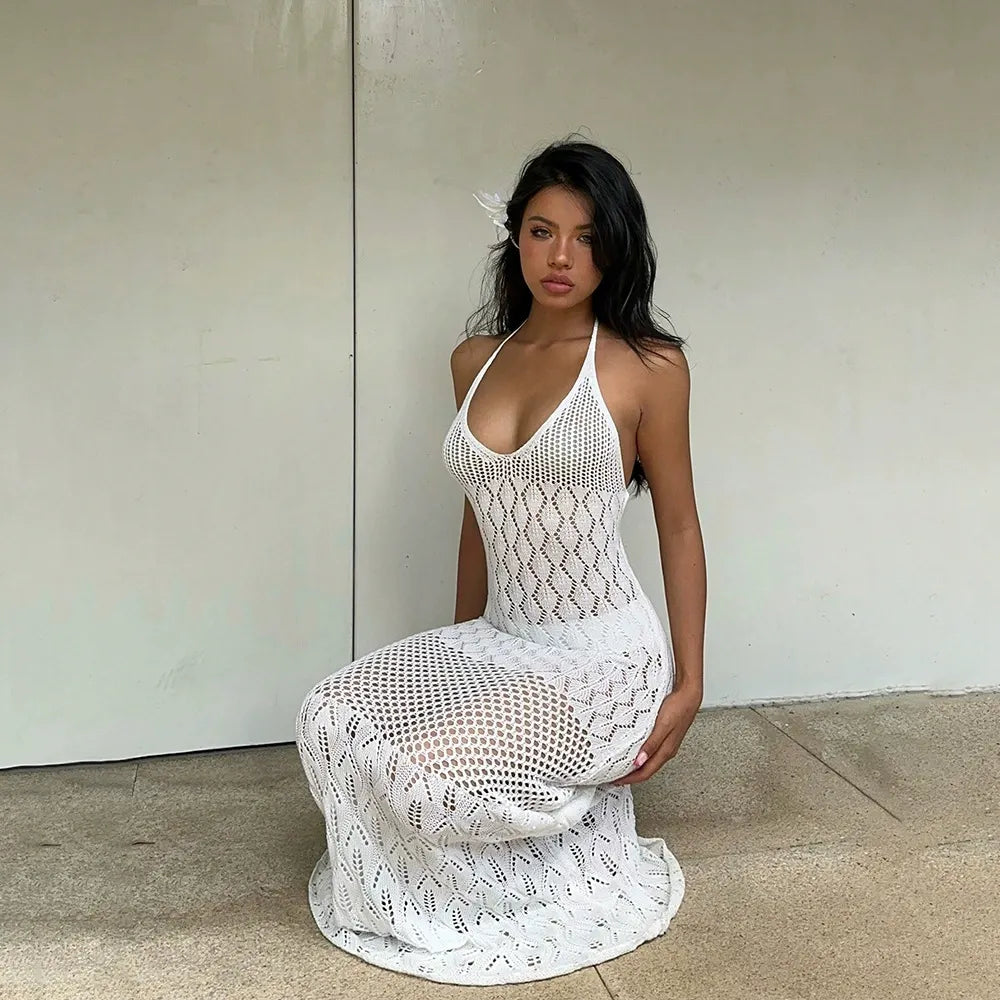 Sabine Crochet Halter Maxi Dress