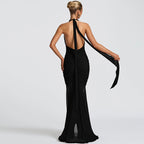 Irina Halter Mesh Maxi Dress