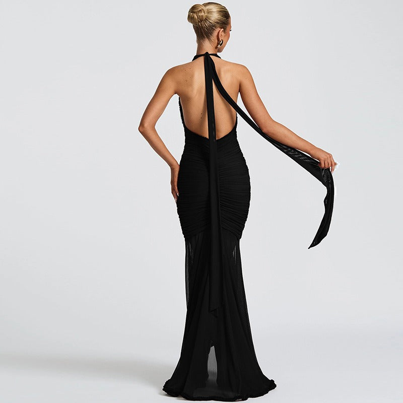 Irina Halter Mesh Maxi Dress