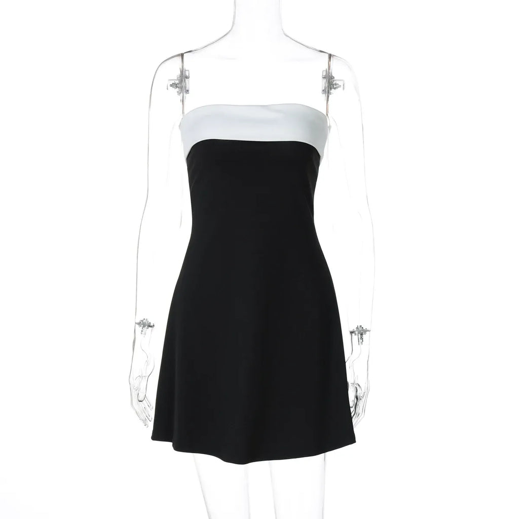 Contrast Trim Strap Mini Dress
