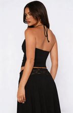 Zarela Lace Trim Halter Top & Skirt Set