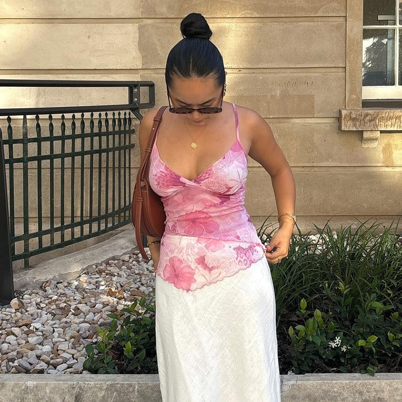 Desira Floral Sheer Mesh Cami Top
