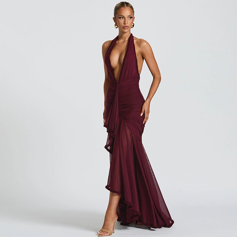 Irina Halter Mesh Maxi Dress