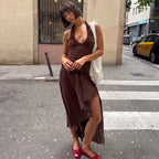Eden Asymmetric Ruched Halter Maxi Dress