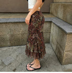 Sylvia Paisley Bloom Ruffle Midi Skirt