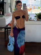 Oyana Bandeau Bikini Mesh Cover-Up Skirt
