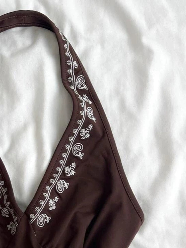 Hallie Embroidered Halter Top