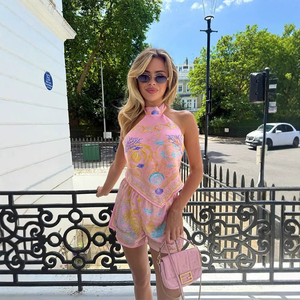 Ilya Seashell Scarf Top & Shorts Set