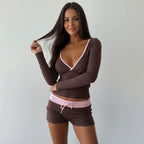 Audrey Contrast Trim Lounge Two-Piece Set