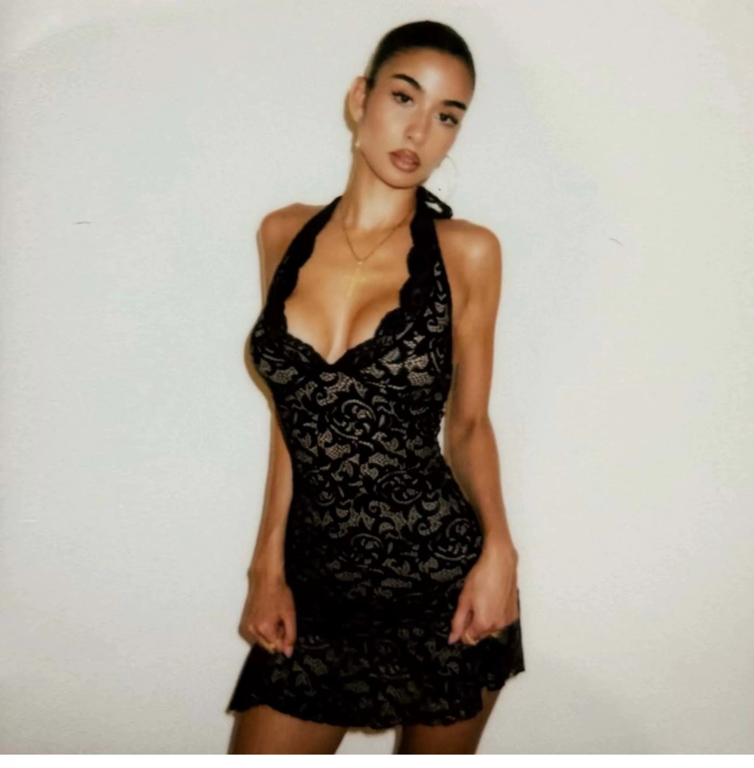 Elysia Lace Halter Mini Dress