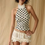 Raisa Polka Dot Lace Halter Top