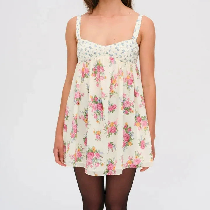 Rosalie Floral Open-Back Mini Dress