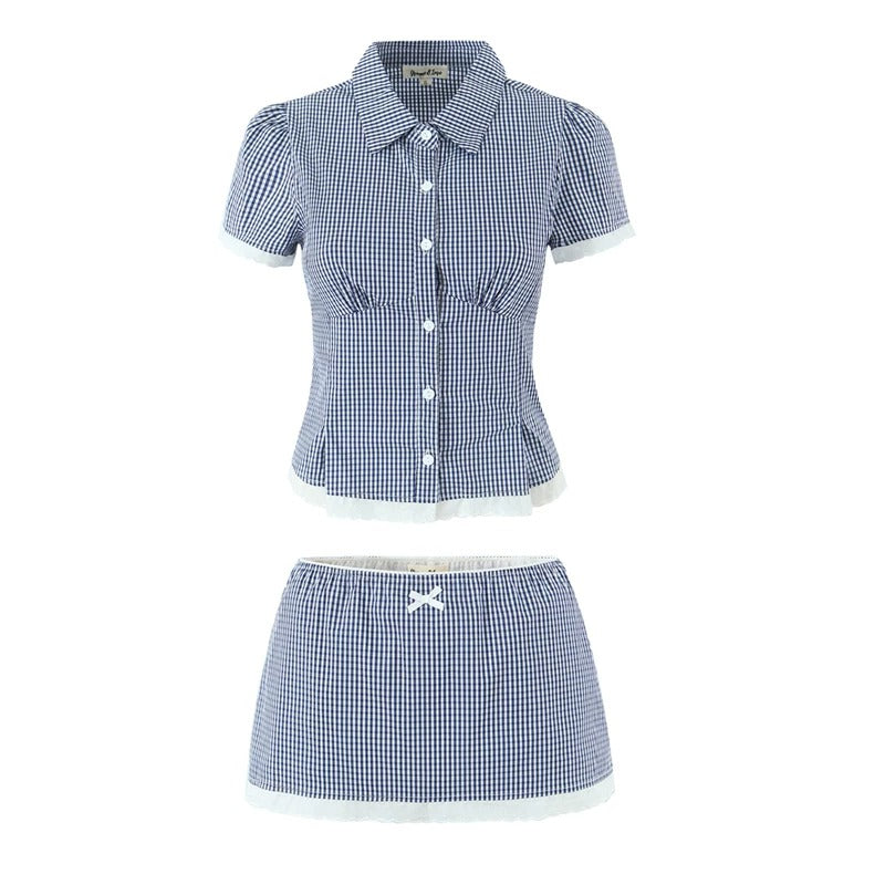 Briseis Button-Up Top & Mini Skirt Set