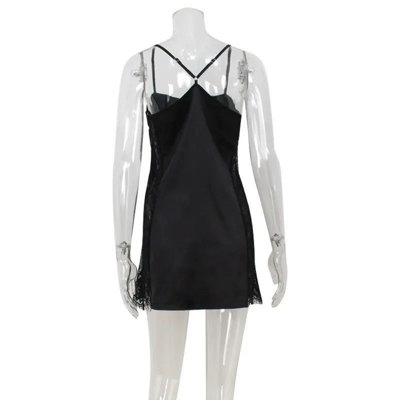 Lusine Satin Lace Slip Mini Dress
