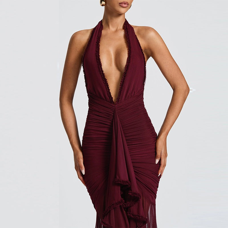 Irina Halter Mesh Maxi Dress