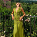 Sevia Draped V-Neck Maxi Dress