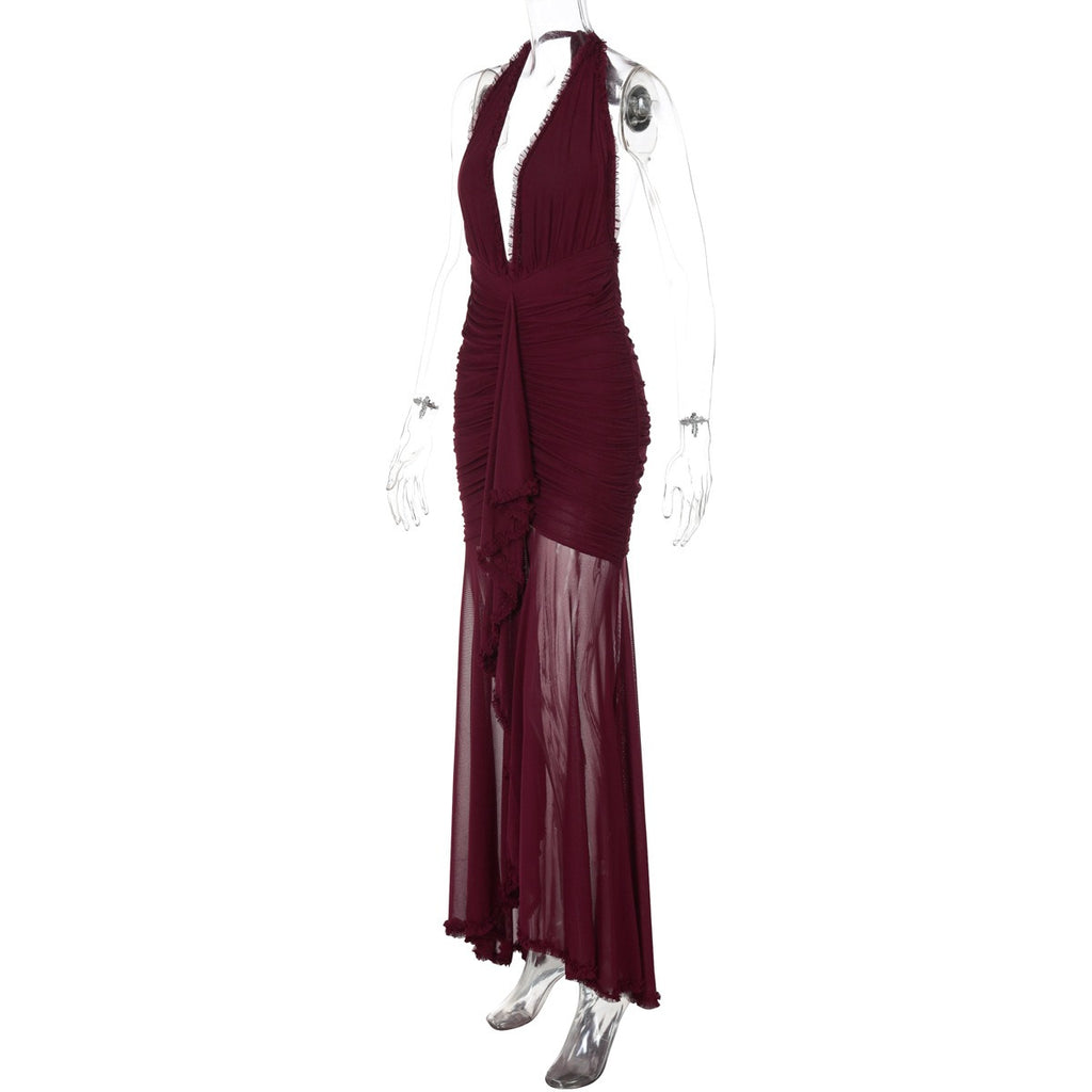Irina Halter Mesh Maxi Dress
