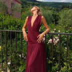 Sevia Draped V-Neck Maxi Dress