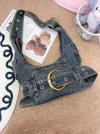 Beatrice Denim Buckle Shoulder Bag