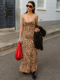 Nari Leopard Backless Maxi Dress