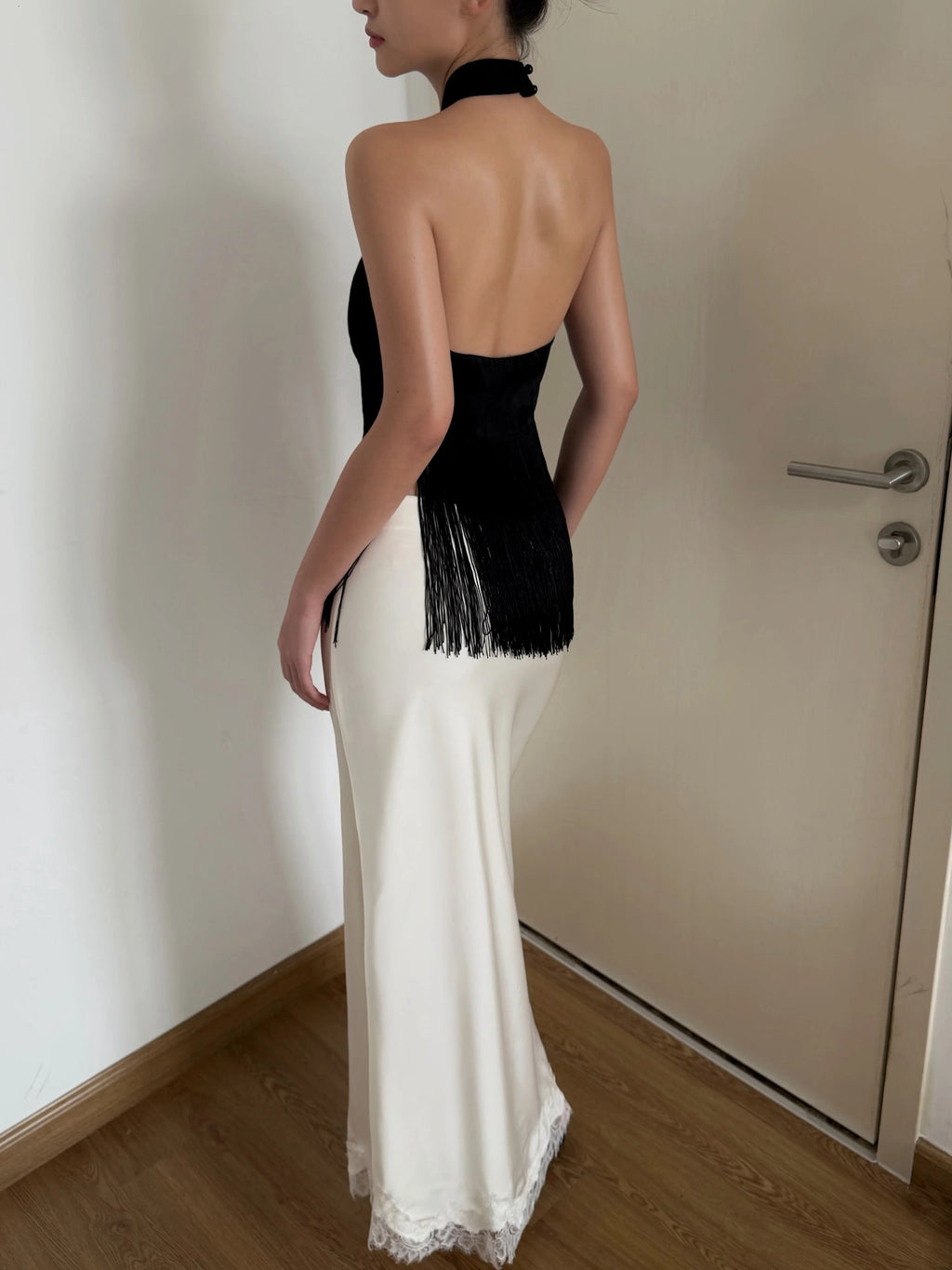 Freya Ivory Satin Fringe Halter Top