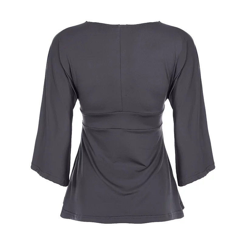 Maika Flowy Deep V-Neck Blouse