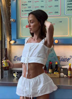 Ingrid Tie-Front Crop Top & Ruffle Shorts Set