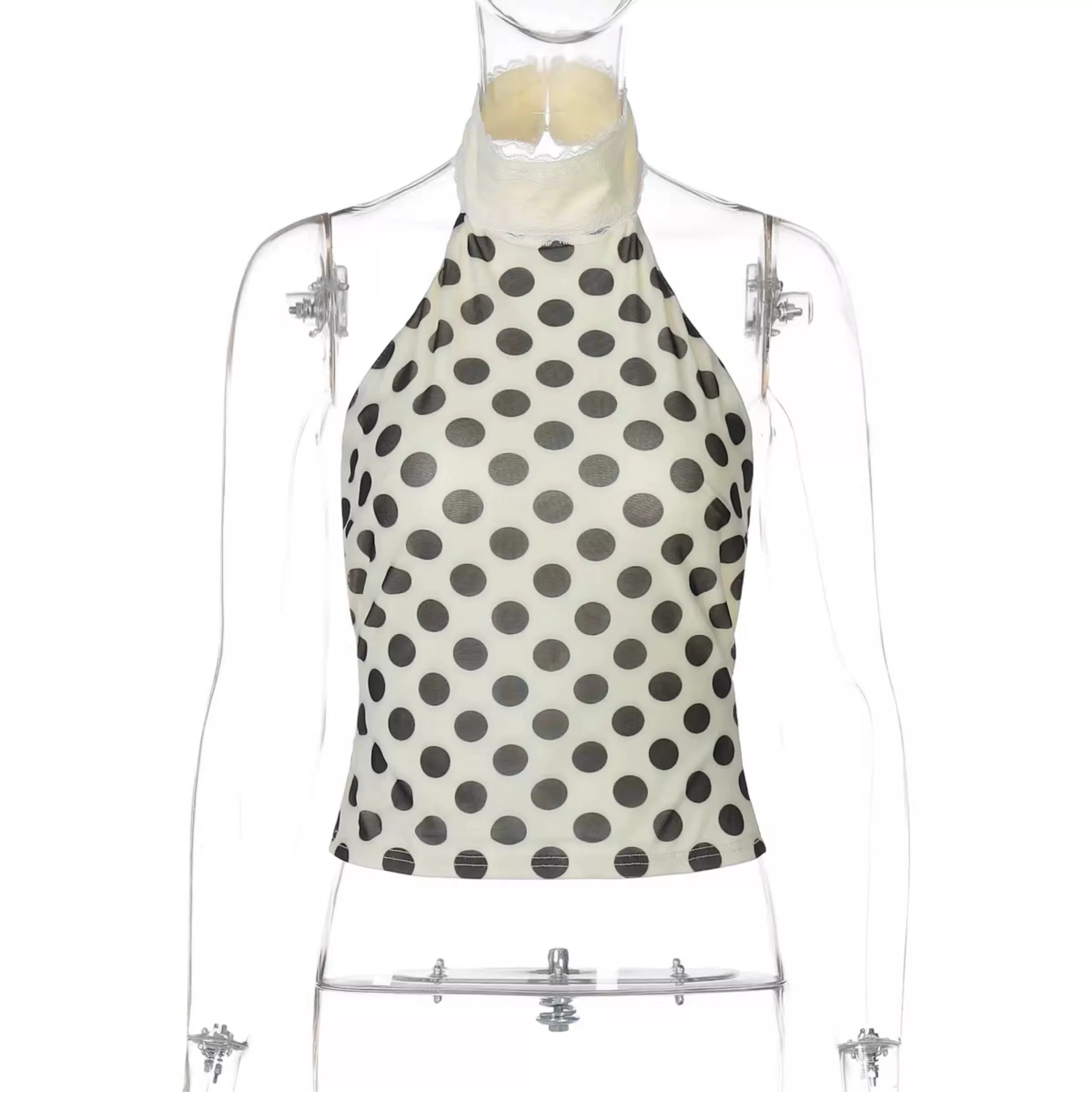 Raisa Polka Dot Lace Halter Top