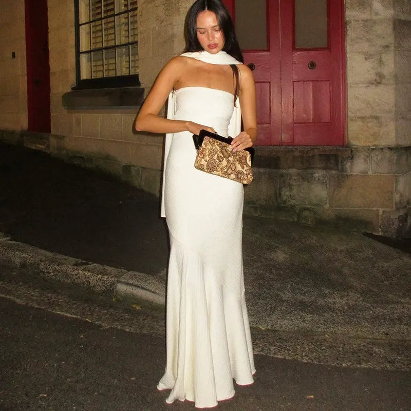 Ruela Scarf Neck Maxi Dress