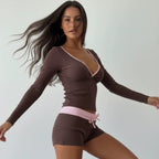 Audrey Contrast Trim Lounge Two-Piece Set
