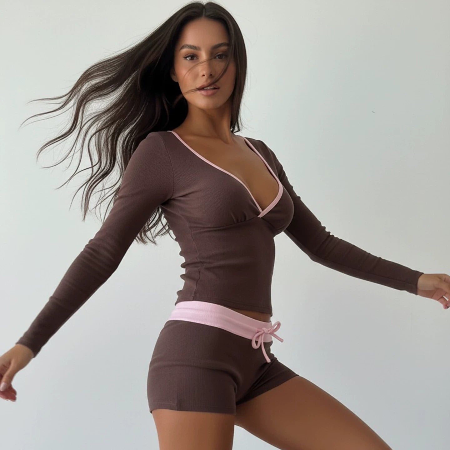 Audrey Contrast Trim Lounge Two-Piece Set