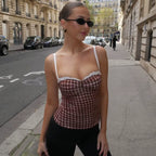 Gingham Lace Trim Cami Top