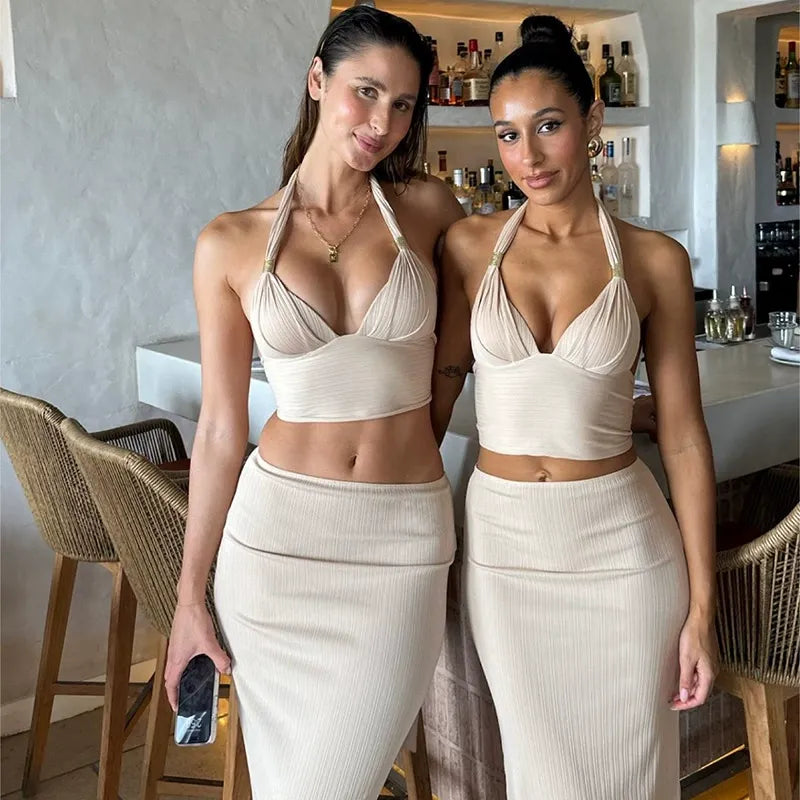 Nerelle Halter Crop Top & Maxi Skirt Set