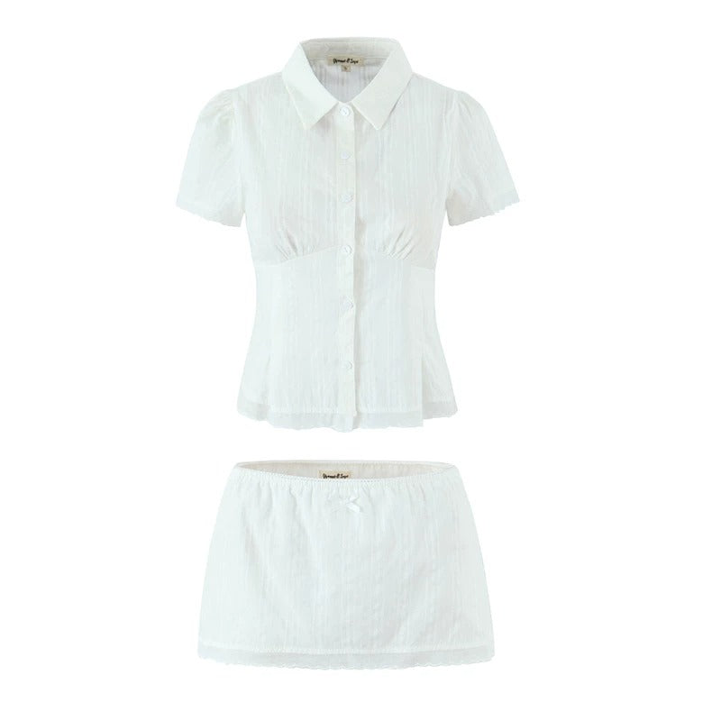Briseis Button-Up Top & Mini Skirt Set