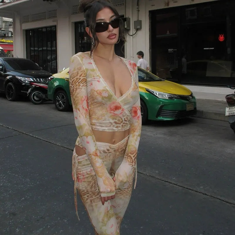 Amara Floral Mesh Flare Set