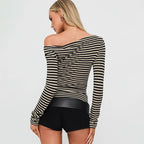 Yara Striped One Shoulder Top