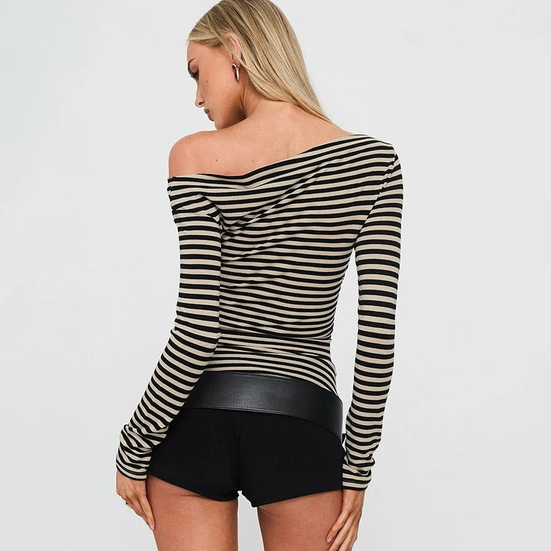 Yara Striped One Shoulder Top