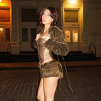 Cassia Faux Fur Cropped Jacket & Shorts