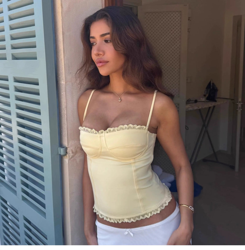 Simona Lace Trim Corset Top